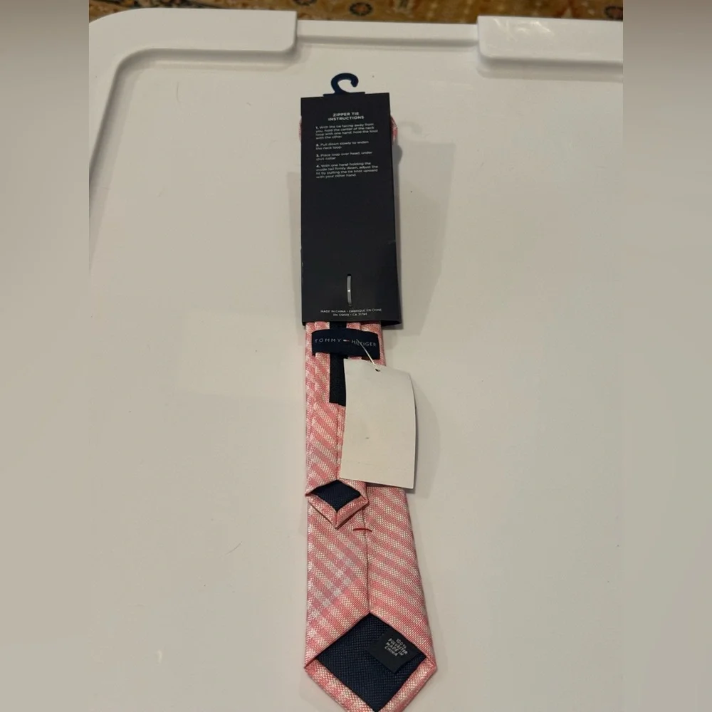 NWT Tommy Hilfiger Boys Pink Gingham Zipper Tie Easter Spring Summer‎ Wedding